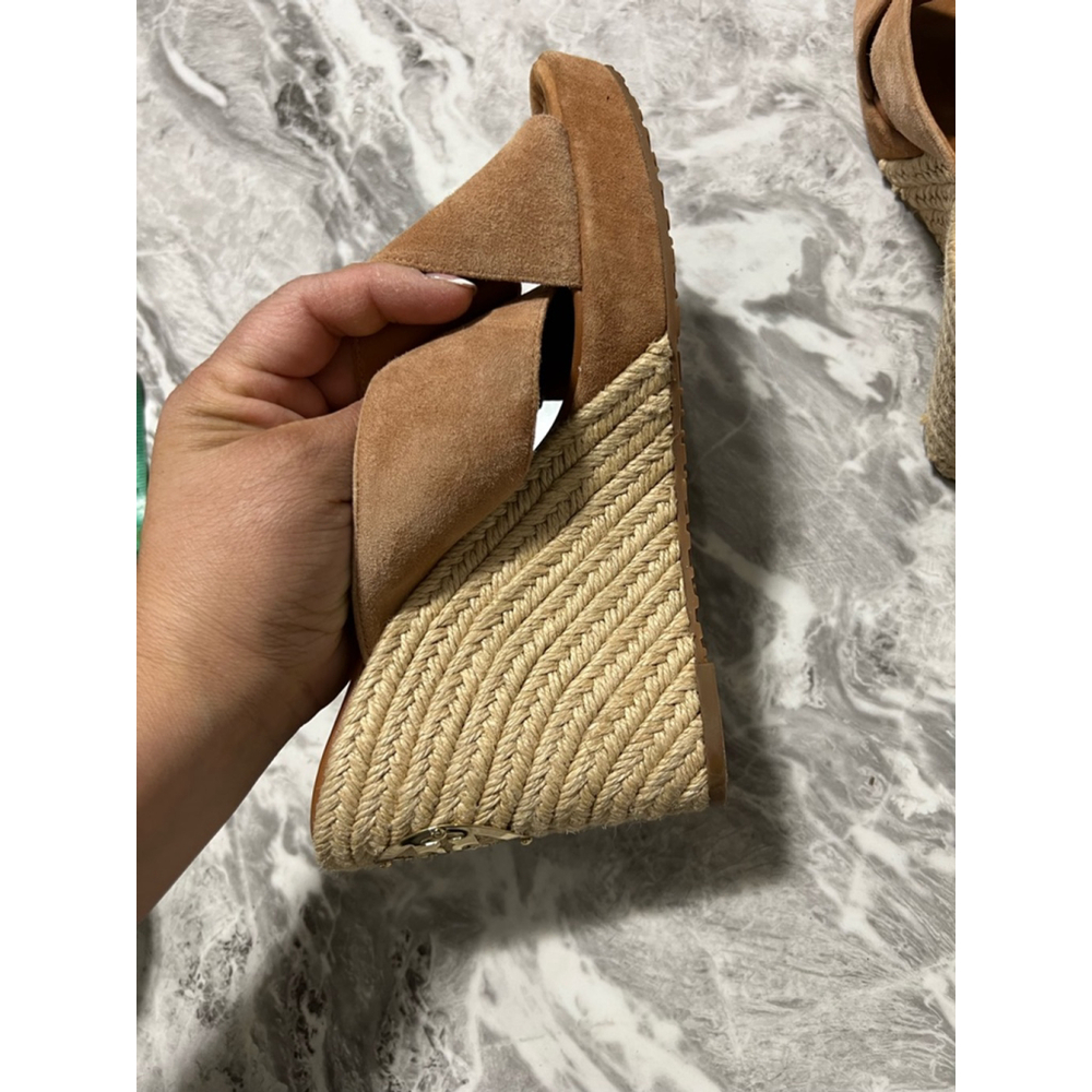 Women's Tory Burch Brown Wedge Sandals Size 8.5 - Picture 6 of 9